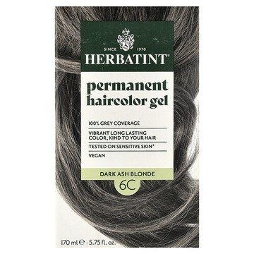 Herbatint, 長期染髮凝膠，6C 黑灰棕色，5.75 液量盎司（170 毫升）