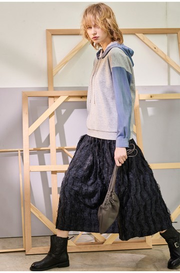 鬆緊腰蓬蓬長寬裙