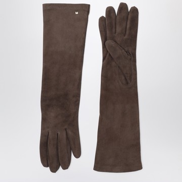 Long brown suede nappa gloves