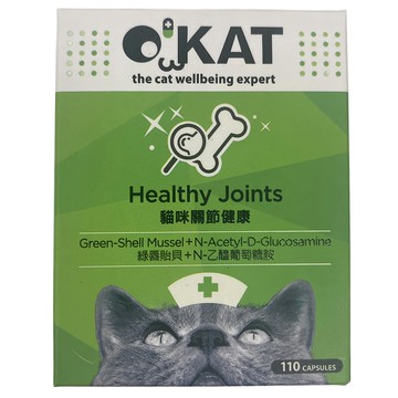 O'KAT 美喵人生 綠唇貽貝 + N-乙醯葡萄糖胺  110顆  關節健康  1罐