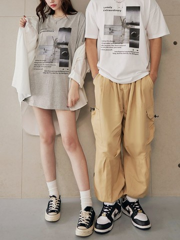 相片感潮流印花寬鬆純棉T