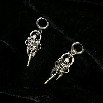 刺・手織鏈甲不鏽鋼珍珠耳環