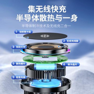 半導體制冷降溫車載無線充電器15W汽車用磁吸散熱手機支架magsafe