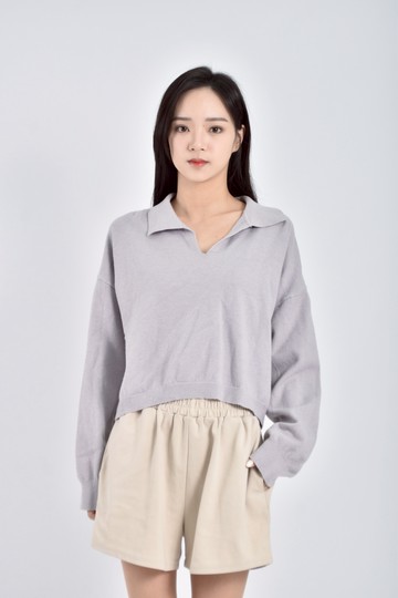 (L) avivi girl襯衫V領薰衣草紫色毛衣