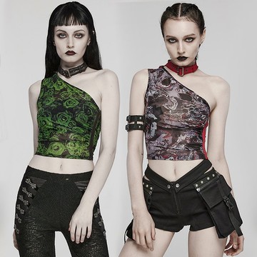 龐克迷幻超能力者印花背心 - 多色 / 僅有黑 / 可拆頸圈