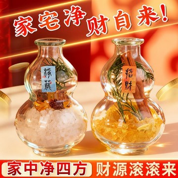 臺灣出貨🍍粗鹽淨宅擺件淨宅葫蘆瓶招財肉桂擺件淨宅瓶廁所招財進寶葫蘆擺件XP