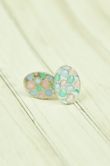 statelywork老宅系列-鵝卵石耳環-彩色