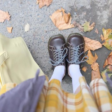 Darkray 原宿森系大頭萌系復古擦色仿舊小皮鞋