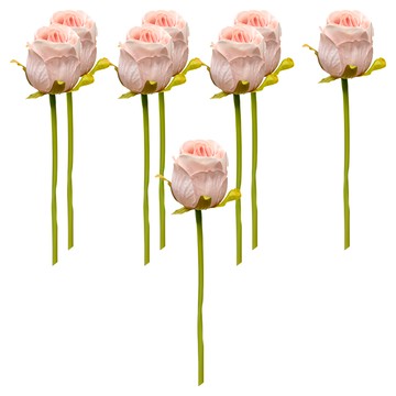 FLORAL M 仿真花 法式西麗雅玫瑰優雅粉花材 8支 粉色 居家裝飾