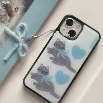 新款韓系藍貓滴膠手機殼適用iphone17161514131211