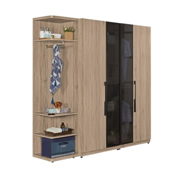 文創集 法納德6.6尺多功能衣櫃(吊衣桿＋單抽＋開放層格)-197x46x197免組