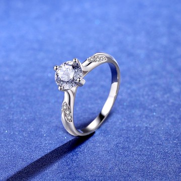 [米蘭精品] 莫桑鑽戒指925純銀銀飾-1克拉四爪V型微鑲聖誕節情人節生日禮物女飾品2色73yk91