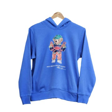 RALPH LAUREN polo可愛螃蟹熊熊圖案刷毛帽T/大童青年款/男女可穿 (大童版刷毛)