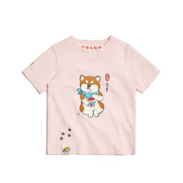 江戶勝 日系 童裝 勝太郎系列 勝太郎吃冰短袖T恤(淺粉紅) #上衣