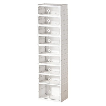 雙開門折疊鞋盒 小花門把 8小門1大門 SS-011 50 x 36cm  純白色  1個