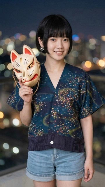 古董絲質深藍色銀河五彩金平糖星星微修身日式四角衣罩衫