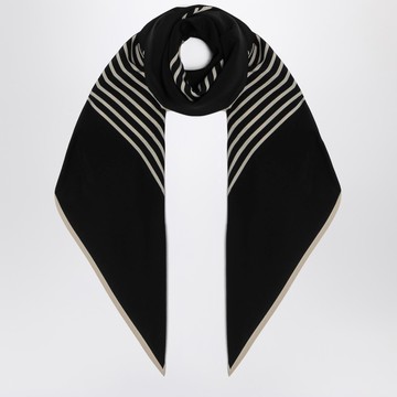 Black silk scarf with central monogram