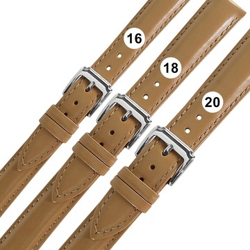 Watchband / 16.18.20mm / 各品牌通用 細緻柔軟 百搭款 真皮錶帶 奶茶色 ＃601-B-03