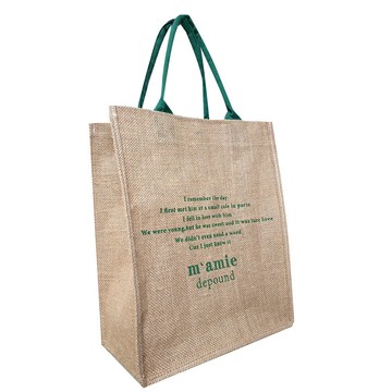 E.City_復古棉麻英文小詩購物提袋