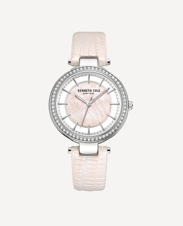 Kenneth Cole | Modern Classic Slim Water Resistant Leather Strap Watch in ROSE GOLD