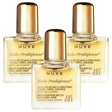 NUXE 巴黎歐樹 全效晶亮精華油 10ml - 臉部、身體、頭髮適用  3瓶