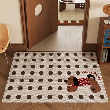 【嵐楓居家】優質圈絨防滑耐髒刮沙門口墊60*90cm-波點小狗（地墊/踏墊/地毯/門口踏墊/刮泥墊/寵物墊/交換禮物）_廠商直送