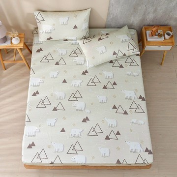 鴻宇 床包枕套組 美國棉 哈肯小熊 米 多尺寸任選 台灣製2507