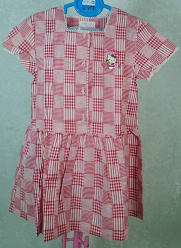 【震撼精品百貨】Hello Kitty 凱蒂貓~童裝_洋裝_格子_紅