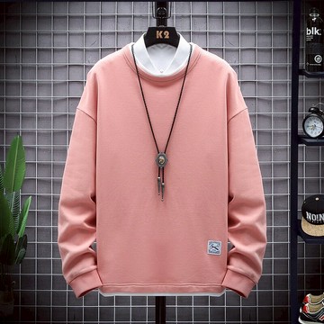 新款秋季男士潮牌衛衣青少年圓領長袖體恤潮流男裝上衣打底衫