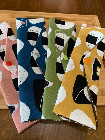 文青風環保純棉筷袋特惠4個一組~ 飯糰之家 美味 三角壽司 日本