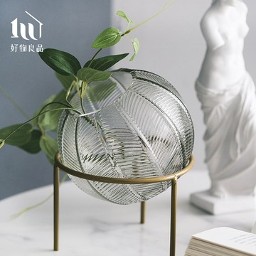 【好物良品】北歐手工圓型玻璃球形花瓶 花藝花器 插花裝飾品 桌面餐桌擺飾