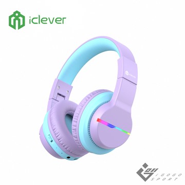 iClever - BTH12 炫光無線兒童耳機-紫色-3種音量限制完整保護聽力設計