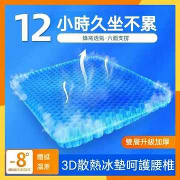 🔜現貨隔日達🔜贈布套 久坐凝膠坐墊 矽硅膠坐墊 夏季涼感办公室透氣椅墊 汽車減壓坐墊 蜂窩冰坐墊 散熱透氣屁墊 坐墊涼墊