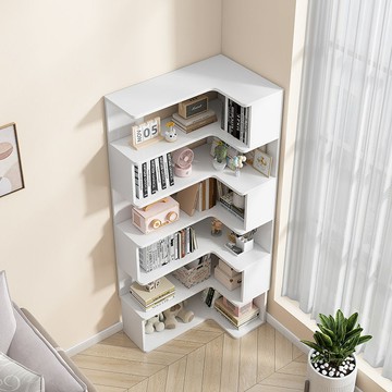 ??快速出貨 可開發票 fO角柜網紅轉角書柜收納落地學生家用置物架書架置物柜實木簡易多