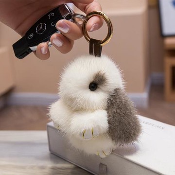 迷你版可愛水貂毛裝死兔小號萌萌兔皮草小兔子飾品包包鑰匙扣掛件