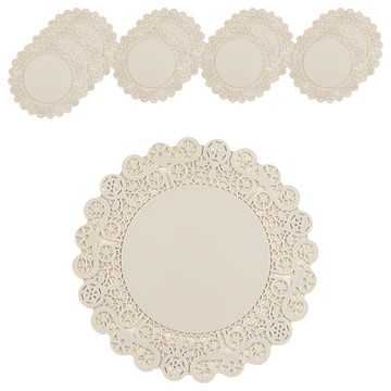 FLaiTO 矽膠蕾絲杯墊 象牙白色  10 x 0.1cm  10個