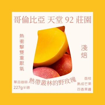 淺焙｜哥倫比亞 天堂 92 莊園 提筆卡 熱衝擊雙重厭氧 咖啡豆 半磅(227g±5g )｜暖窩咖啡