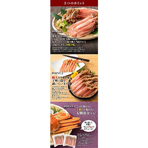 食の達人森源商店 太脚棒肉100% お刺身で食べられる プレミアムずわい蟹ポーション 1kg (15本×2) 超極太