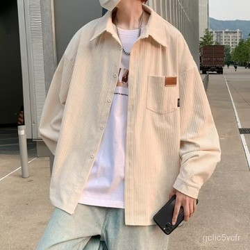 燈芯絨外套 長袖襯衫男 秋冬外套 學院風外套 寬鬆上衣 美式複古外套 休閒襯衣 外套 襯衫 長袖襯衫 寬鬆外套 襯衣