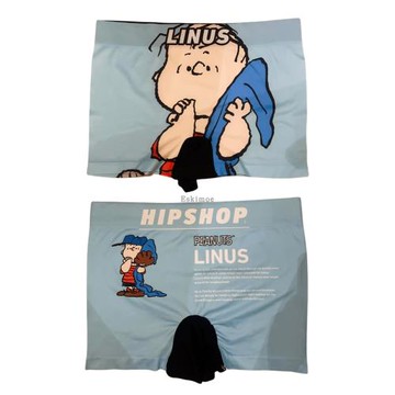 史努比萊納斯卡通寬松無痕男生中腰運動內褲平角褲印花速干情侶款