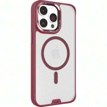 HODA 好貼 彩石MagSafe軍規防摔殼  iPhone 15 Pro 6.1吋  酒紅色