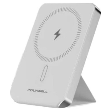 POLYWELL 寶利威爾 磁吸式行動電源 自帶摺疊架  灰色  DWS015-01