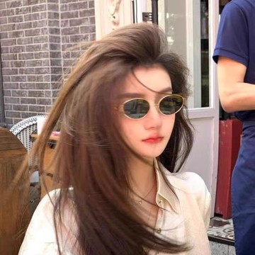 新款復古金邊金屬橢圓小框小臉高級感墨鏡女街拍防紫外線太陽眼鏡