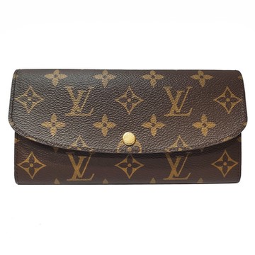 【Louis Vuitton 路易威登】M61289 經典Emilie系列Monogram帆布單層信封式長夾(雙色)