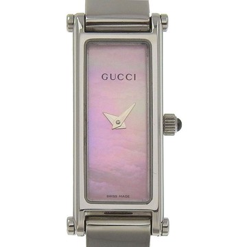 【日本直送】gucci GUCCI 貝殼手錶 1500L 不鏽鋼 石英 指針式顯示 粉色貝殼錶盤 男款【二手】