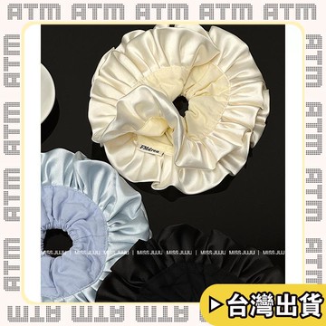 🔥臺灣出貨🔥可開發票✅輕飾時光MISS JU丨新款頭飾法式褶皺荷葉邊大腸圈雙層緞面布藝髮圈芭蕾風
