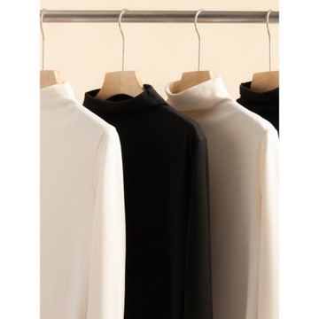 半高領德絨打底衫女套頭內搭秋冬長袖中式T恤國風刺繡保暖上衣