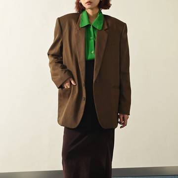 【NaSuBi Vintage】俐落輪廓單襟古著西裝外套