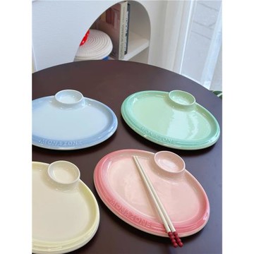 果果家 陶瓷漸變餃子盤帶醋碟家用2024新款