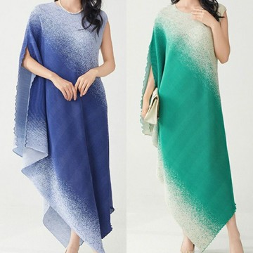 【巴黎精品】現貨+預購 三宅風皺褶衣服洋裝-無袖摺衣壓褶漸變不規則褶皺禮服裙折衣女裙子3色a1jq33